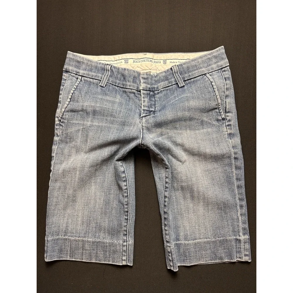 Juicy Couture Women's Bermuda Long Denim Jean Shorts Jorts 2000s Y2K Preppy 27
